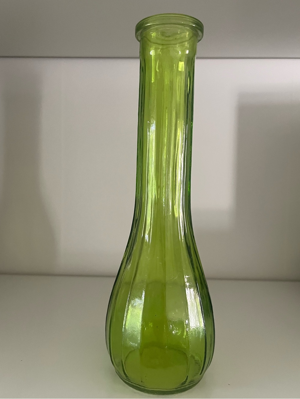 Vintage Avocado Green Glass Bud Vase